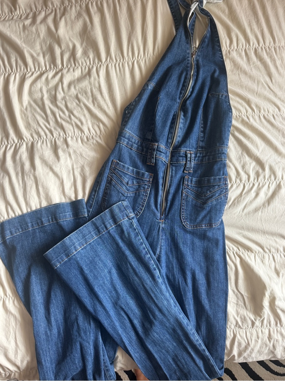 REVICE denim halter jumpsuit